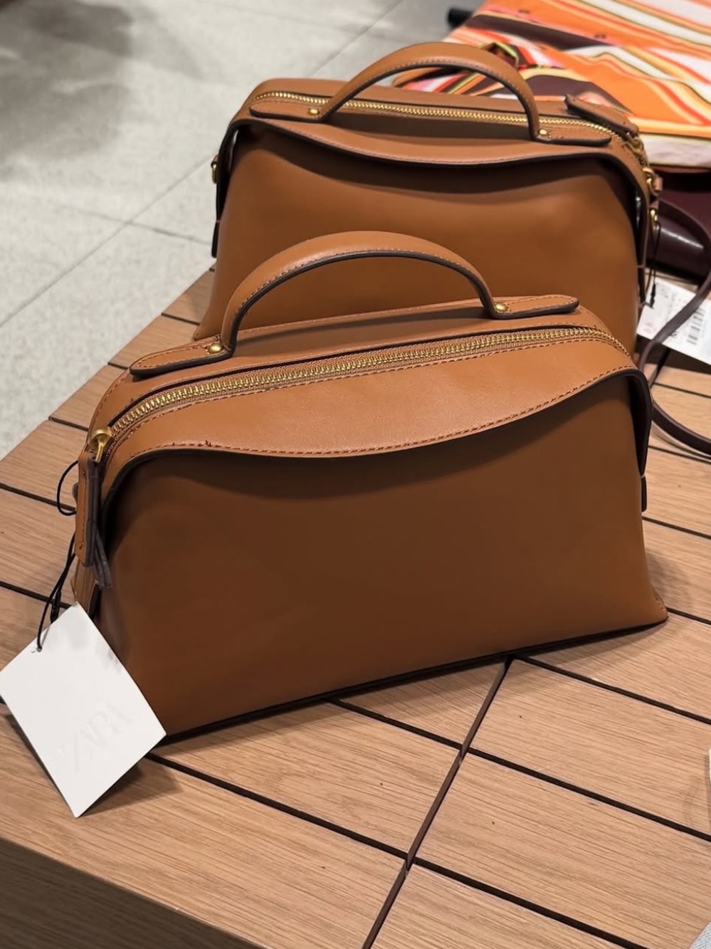 Zara NWT faux leather brown Top-Handle Crossbody Bag